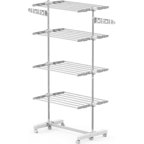 Tendedero Móvil Torre Secadora Alas Laterales Plegable A 3 O 4 Niveles (4 Niveles)