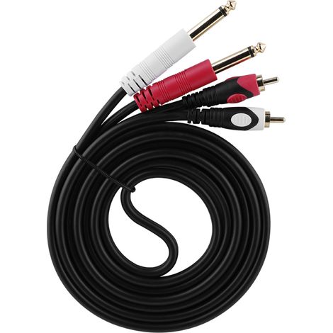 Zweifarbiges 2-teiliges 6,35-mm-auf-RCA-Audio-Anschlusskabel mit 6,35-mm-1/4-Zoll-Klinkenstecker für KTV (2 m) (1/5)