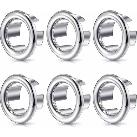 Lot de 6 anneaux de trop-plein décoratifs pour lavabo de cuisine ou de salle de bain, couvercle de trop-plein rond, trou d'insertion pour bouchon de vidange, 22-24 mm (1/4)