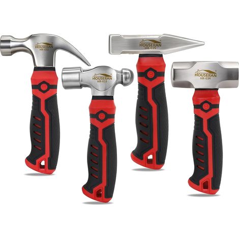 Set de 4 Marteaux Mini, Boule, Griffes, Massette, Serrurier  4 Marteaux Complémentaires : Boule 376,8g, Griffes 341g, Massette 565,6g, Serrurier 388g, Tous Usages (1/5)