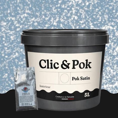 Peinture Effet Pailleté pour Murs & Plafonds - POK PAILLETTE - 5L - Bleu d'Horizon (1/4)