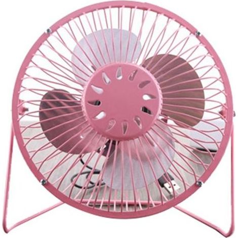 Ventilateur de bureau USB 4 pouces, circulateur d'air métallique rose pour espace personnel