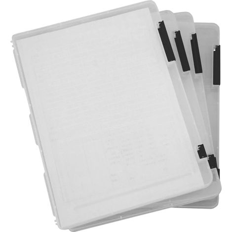 Lot de 4 grands étuis de rangement portables et résistants pour documents A4, en plastique épais et durable, avec poignée, pour papier scrapbooking 8,5 x 11 pouces (21,6 x 27,9 cm), idéal pour les fou (1/5)