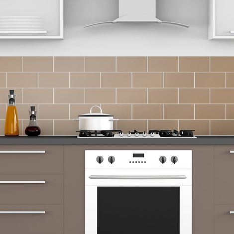 Ambiance Sticker mono-tilerect3010x20taupe 30 stickers carrelages H10 x L20 cm métro Dalle,Carrelage Adhesif Mural Salle de Bain Cuisine, Crédence adhésive - 50x120cm - Taupe (1/5)
