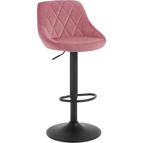 WOLTU Sgabelli bar, Set di 1 Sgabelli da Bar in Velluto Sgabelli Alti Cucina con Schienale, Sedie da Bar Regolabile e Girevole, Rosa (1/5)