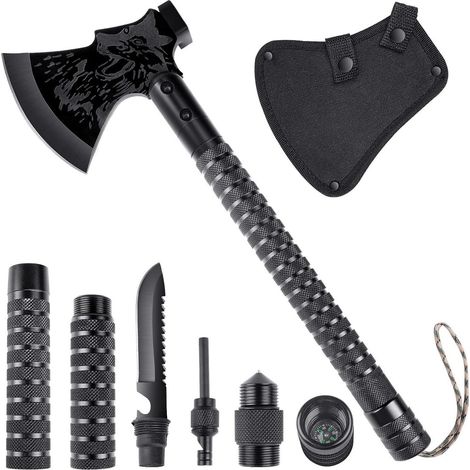 Survival Axt 10in1 Spaltaxt Camping Beil Multitool Outdoor Messer Kompass (1/5)