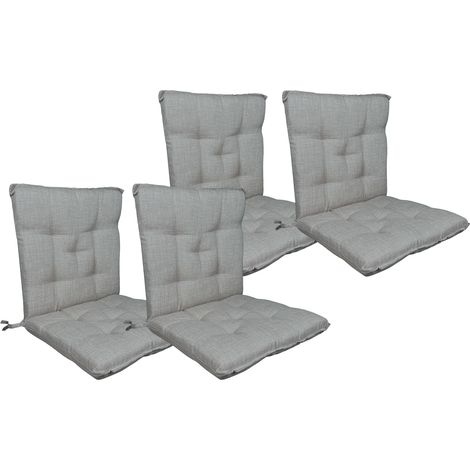 Set Cuscini Sedia Con Schienale Imbottiti Con Laccetti Banda Elastica 40 x 80 Cm Grigio - 4 Pezzi