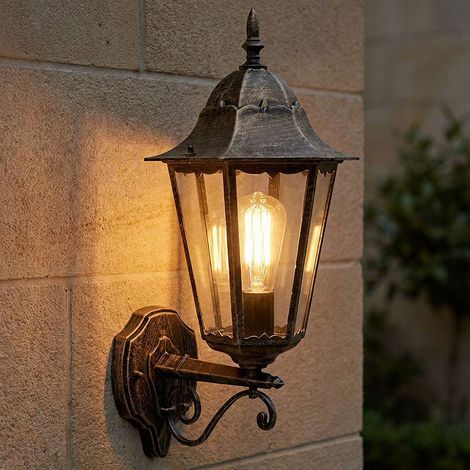 Lampada da parete a LED per esterni, lampada da facciata color bronzo con vetro, IP44, H 53 cm (1/5)