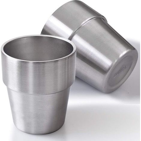 Tazza in acciaio inox da 300 ml a doppia parete per barbecue, casa, ufficio, feste, guida, 2 parti (1/5)