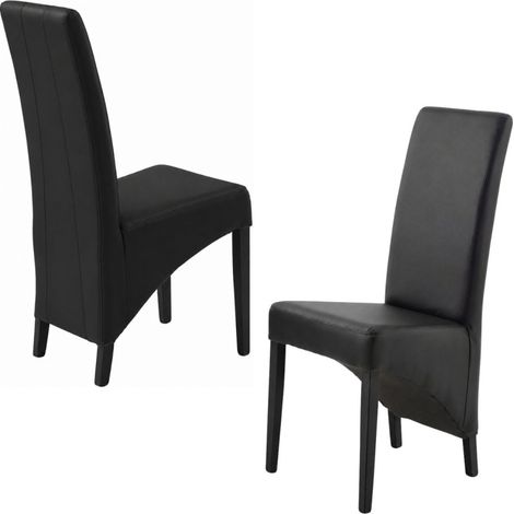Lote de 2 sillas BASIKA negras en símil cuero – Estilo vintage (1/4)