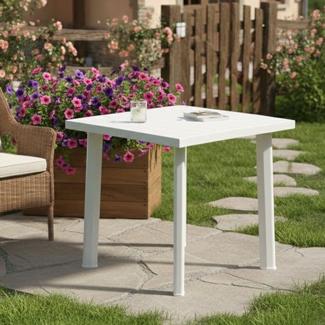 Dmora Modularer rechteckiger Tisch, Made in Italy, 80 x 75 x 72 cm, Farbe Weiß (1/3)