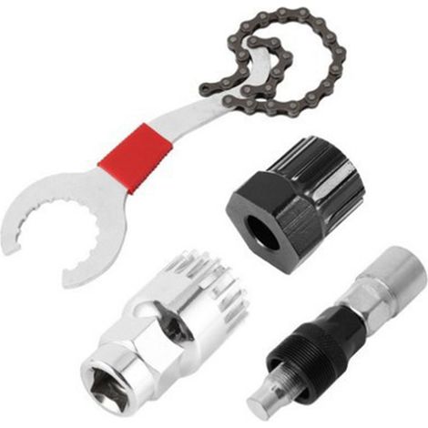 Kit de réparation pour pédalier de vélo, résistant à la rouille, support de vélo portable, démonte-pédalier et démonte-chaîne, 4 pièces (1/5)