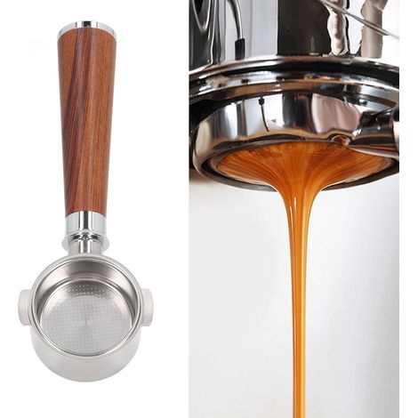 Poignée de cafetière De'Longhi EC0310 à deux anses, sans fond, en acier inoxydable, de type A, couleur bois de santal rouge, 51 mm (1/5)
