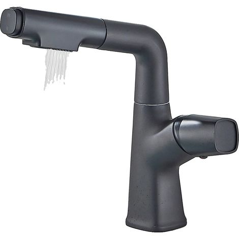 Grifo de lavabo, de encimera, extraíble, negro. (1/2)