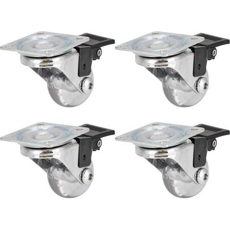 4 roulettes universelles pivotantes à 360° pour armoire, chaise de bureau, chariot, poulie, roulette directionnelle 35 avec frein (1/5)