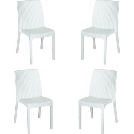 Sedia in polipropilene rattan per esterno VIRGINIA Bianco set 4 pezzi (1/2)