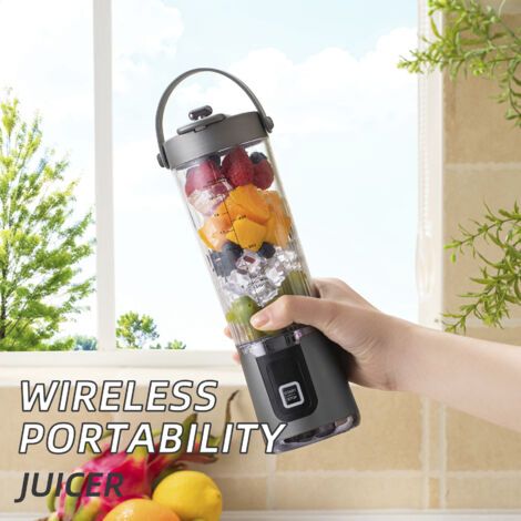 Mixeur portable, mini appareil à smoothies avec écran LED, extracteur de jus rechargeable avec batterie haute capacité, idéal pour les voyages, le bureau, la salle de sport et la maison. (1/3)