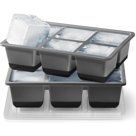 Bac à Glaçons Silicone - 2 Pièces - Noir - 6 CM XXL - Sans BPA - Pour Whisky et Cocktails (1/5)