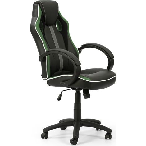 Sillón De Oficina Elevable Y Reclinable RAYAN. Color Negro Y Verde