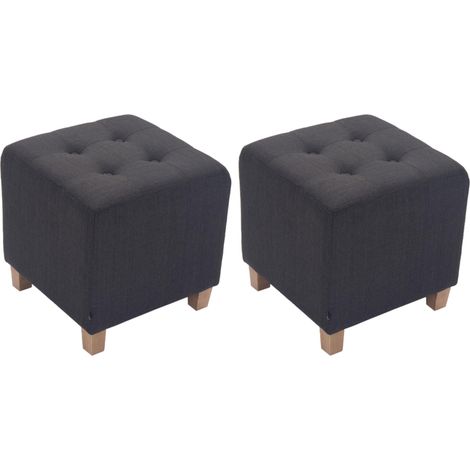Set de 2 Taburetes Puff Pharao en tela Gris oscuro (1/5)