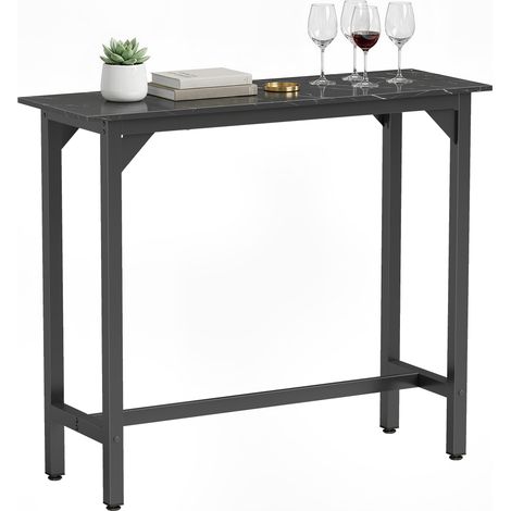 HOMCOM Bar Table Coffee Table with Adjustable Footpads Black Marble Effect