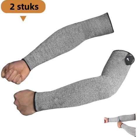 Deux manches - Coupe droite - Résistant aux coupures - Fibre tissée - Durable - Respirant et non étouffant - Convient aux travaux à sec, au jardinage et à un usage industriel - Gris (1/5)