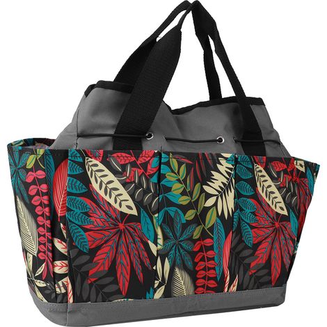 Passende tragbare Gartentasche aus Polyester, Aufbewahrungstasche für Outdoor-Aktivitäten, graues Blumenmuster. (1/5)