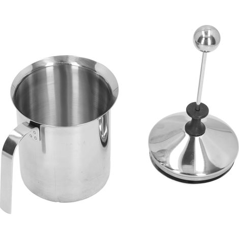 Manueller Milchaufschäumer (800 ml) aus doppelwandigem Edelstahl für Cappuccino und Latte Macchiato (1/5)