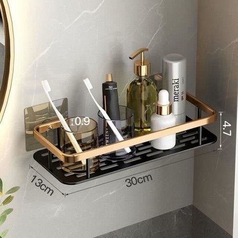 Badezimmer-Accessoire-Halterung, 1 quadratische Standard-Badezimmerablage ohne Bohren, Badezimmerzubehör, Ablage (1/4)