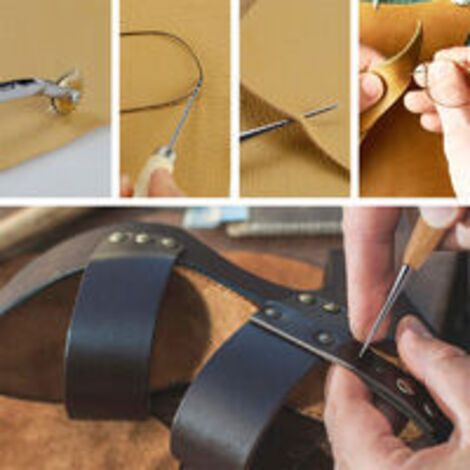 NALOOKAMIC Ensemble d'outils en cuir 30 pièces pour chaussures en cuir, sacs, ceintures, couture en cuir (1/4)