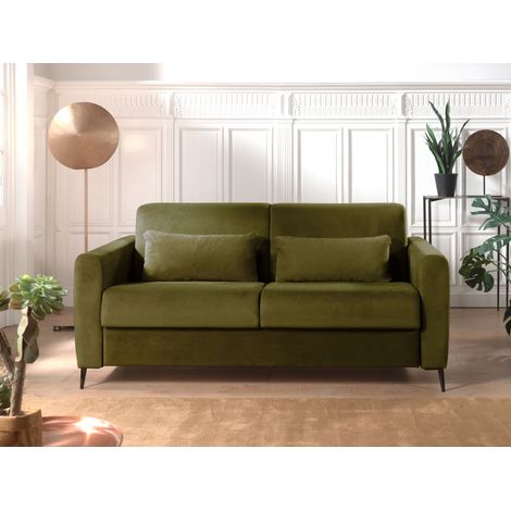 Owen - canapé 3 places convertible - couchage quotidien - matelas 12 cm - en velours