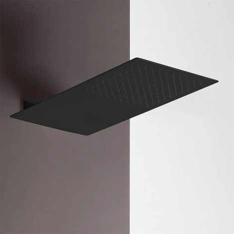 Soffione doccia a sbalzo slim 25x52 cm nero opaco in acciaio inox (1/5)
