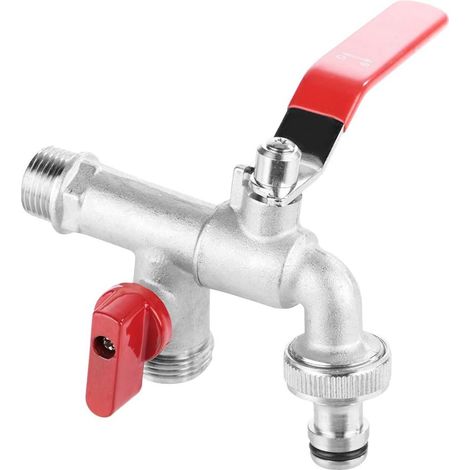 Robinet d'eau à 90 Degrés à Double Soupape 1/2 "Robinet en Laiton pour Machine à Laver pour Jardin Extérieur (1/5)