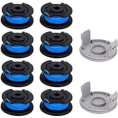 Lot de 10 bobines de rechange Ulisem de 0,065" pour coupe-bordures Ryobi 18 V, 24 V, 40 V, compatibles avec les coupe-bordures sans fil Ryobi One+ AC14RL3A de 11 pieds, 8 bobines + 2 capuchons de coup (1/4)