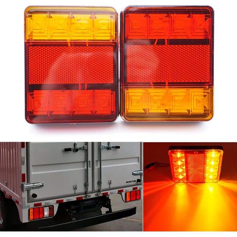 2PCS Feux Arrière 22LED Feux Arrière Camion Indicateur de Freinage Convient pour Remorque Camion Utes Bateau Van Caravane E Mark avec Fonction d'Eclairage de Plaque d'Immatriculation (1/5)