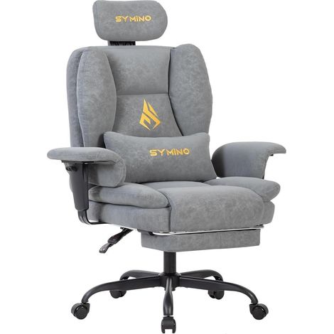 Gaming Stuhl Höhenverstellbar Ergonomisch Vintage-pu-leder Gray (1/5)