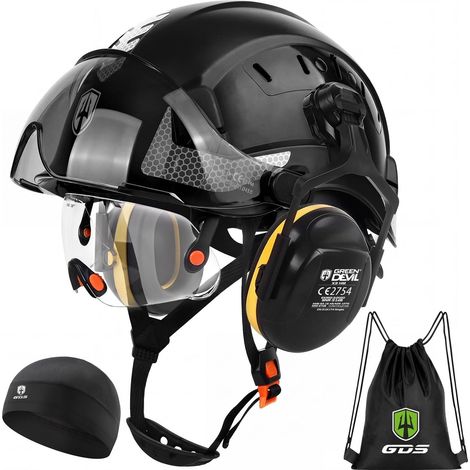 Casque de protection forestier avec lunettes de protection à double verre et silencieux SNR32dB, matériau ABS unisexe pour le jardinage, les chutes de (1/5)