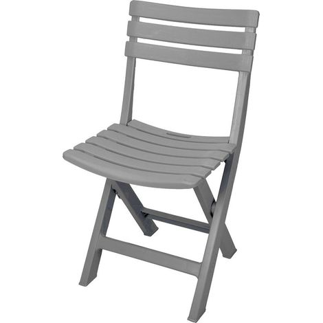 Chaise de jardin pliante en plastique gris – Dimensions 80 x 45 cm – Charge maximale 120 kg – Surface d'assise 41,5 x 34,5 cm