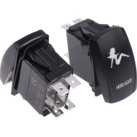 5-pin waterproof rocker switch for cars, boats, and caravans, 12V/24V, with dual blue LED strips. (1/4)