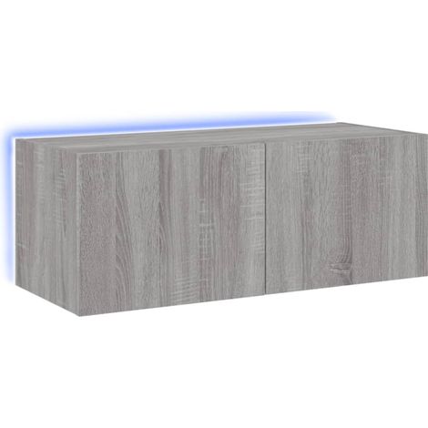 Mobile TV multimediale scaffale per televisione televisione buffet sala da pranzo soggiorno camera da letto a parete con luci LED sonoma 80 x 35 x 31 cm grigio 020028062