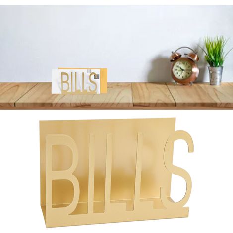 Porte-lettres de bureau métallique cutout avec base antidérapante en caoutchouc gold (1/5)
