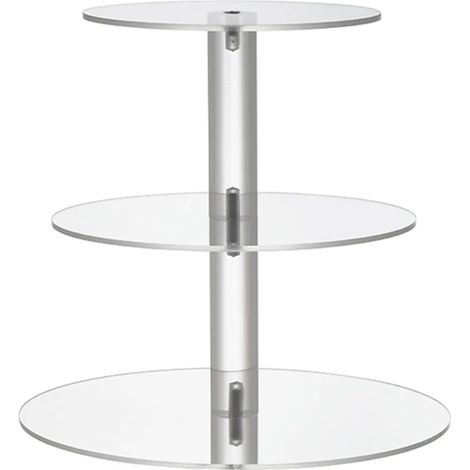 Présentoir à gâteaux transparent rond à 3 ou 4 étages, facile à installer, en acrylique, idéal pour les fêtes, les cupcakes et les mariages. (1/5)
