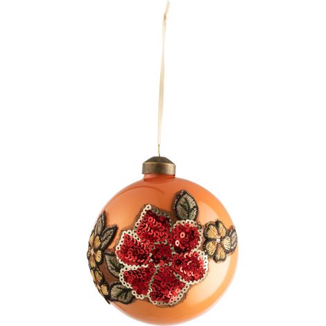 Boule de noël broderie fleur en sequins (1/4)