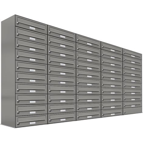 49er Premium Briefkasten Aluminiumgrau RAL Farbe 9007 für Außen Wand Postkasten 5x10 (1/5)