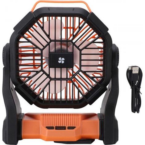 Ventilateur Batterie pour Camping 10400mAh, Puissant Silencieux avec Lumière LED, Ventilateur Rechargeable USB pour Tente Extérieur Bureau Table (1/5)