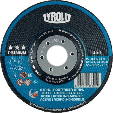 TYROLIT Schruppschleifscheibe PREMIUM "2 in 1", Scheiben-ØxScheibenbreite: 178X4 mm (1/5)