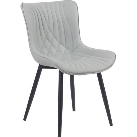 Silla de comedor Brady Gris Simil cuero