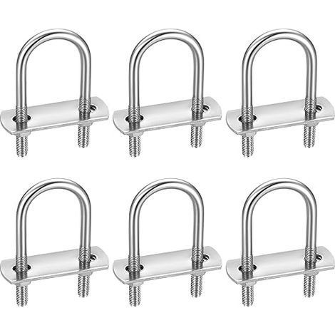 6 Pièces Boulons en U, M6 U-Bolts, Boulons de U en Acier Inoxydable avec Écrou Plaques Rondelle, Boulons de Serrage Fixation pour Fixation Tuyaus (Coins arrondis 70x25mm) (1/4)