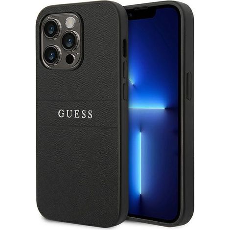 Cinturino Guess GUHCP14LPSASBBK per iPhone 14 Pro 6.1" nero/nero in pelle Saffiano (1/5)