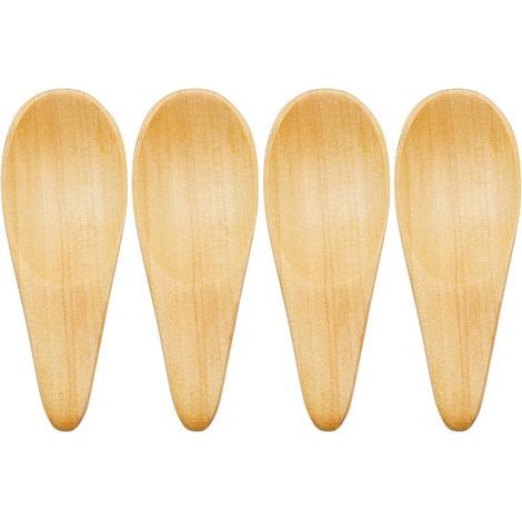 petites cuillères en bois, mini-salier en verre 7×2,5 cm, manche court, fait main, herbes, bois (1/5)